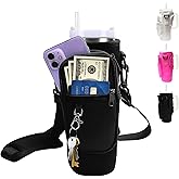 Water Bottle Carrier Bag with Strap for Stanley Cup 40oz/30oz with Phone Pocket, Neoprene Cross-Body Insulated Water Bottle Holder for Tumbler with Handle, Stanley Cup Accessories