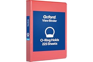 Oxford 1 Inch Binder, Durable 3 Ring 1 Inch with View Cover, XtraLife Hinge, Non-Stick PVC-Free, Red, 225-Sheet Capacity, Sin