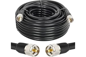 MOOKEERF CB Coax Cable - RG213 UHF Male to Male 50FT Low Loss RG-213 UHF Cable for Ham Radio/VHF Radio/SWR Meter/Antenna Analyzer