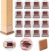 Ezprotekt Chair Leg Protectors 16 Pcs Square Clear Silicone with Felt