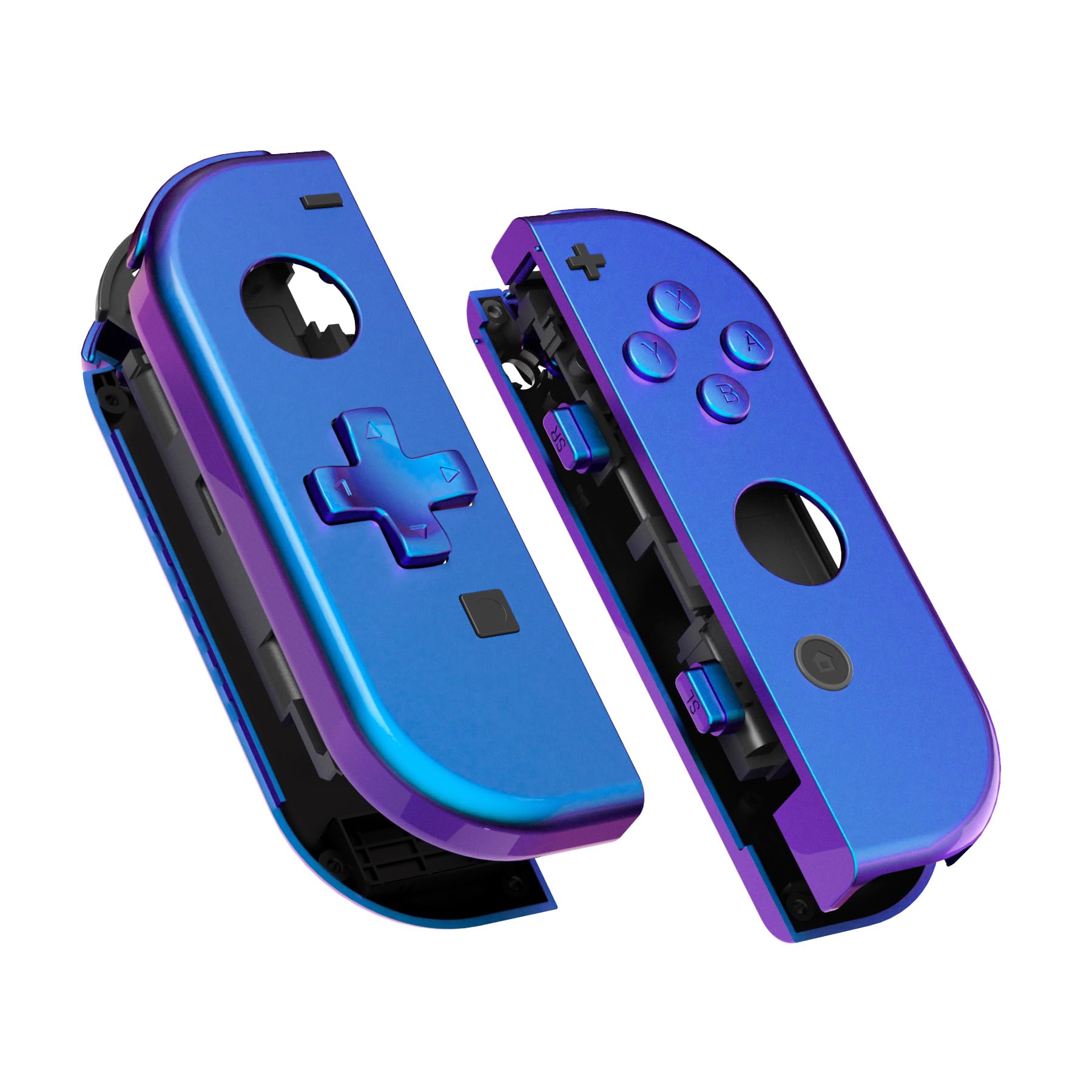 eXtremeRate Chameleon Purple Blue Joy con Handheld Controller Housing (D-Pad Version) with Full Set Buttons, DIY Replacement Shell Case for Nintendo Switch Joycon & Switch OLED Joy con