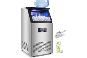 SOZT Commercial Ice Maker Machine 120LBS/24H with 30LBS Storage Bin, 15" Wide Undercounter/Freestanding Ice Maker Machine for Home Bar Outdoor, 40PCS Ice Cubes Ice Machine, Self Cleaning