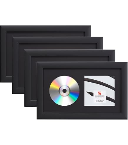 Craig Frames 4-CD Display Frame - Satin Black, Landscape, 15x26" With Mat (Model CD1WB3BK4)