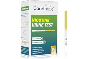 [25 Pack] Carethetic Nicotine Testing Kit at Home - Highly Sensitive Nicotine Cotinine Tobacco Urine Test Strips for Home - Nicotine Urine Test Strips Detection at 200 ng/mL
