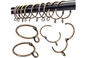 Openable Curtain Rings with Eyelet,24PCS Curtain Rings,Drapes Rings 1.5 in Interior Diameter,Hinge Snap-Joint Design, Fits Cu