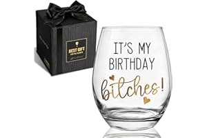 Funny Birthday Wine Glass Gifts for Women, It's My birthday B tches, Unique Happy Bday Present for Mom, Grandma, Bestie, Her,