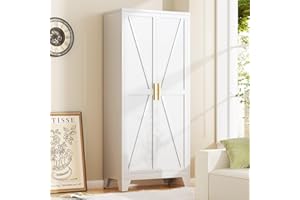 Tall Pantry Storage Cabinet,71H Metal Storage Cabinet with 2 Doors and 4 Adjustable Shelves,Kitchen Buffet Cabinets,Farmhouse