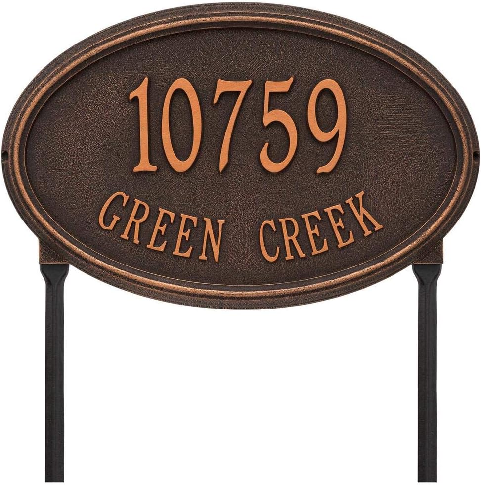 Address Signs - Whitehall 1303OB Personalized Concord Oval Plaque -Estate - Lawn - 2 Line in Oil Rubbed Bronze 20.5X13.25X1.25