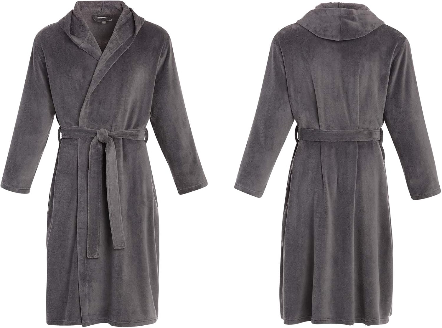 Alexander Del Rossa Men's Lightweight Fleece Robe with Hood, Soft Bathrobe at  Men’s Clothing store