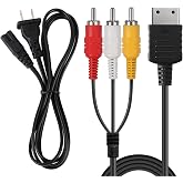 Power Cord and AV Cable for Dreamcast, 2 Prong Power Supply &amp; Audio Video RCA AV Cable Compatible with Sega Dreamcast DC Console