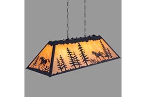 TOCHIC Tiffany Pool Table Light, 4-Light Vintage Billiard & Pool Table Lights for 7' 8' Table, Farmhouse Chandelier for Dining Room, Rustic Billiards Light Fixtures with Horses for Game Room, 48''