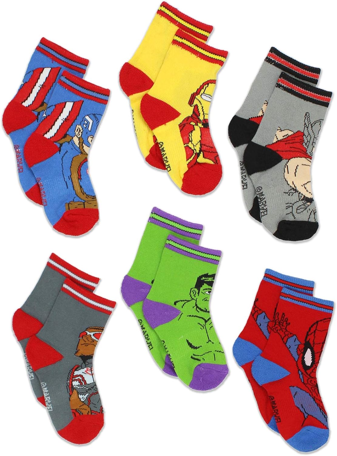 Super Hero Adventures Spider-Man Boys 6 pack Athletic Crew Socks (Baby/Toddler): Clothing