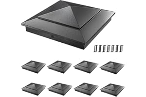 STEEL DN MATE 8 Pack Pyramid Aluminum Post Caps for 6x6 Wood Posts (Actual 5.5" x 5.5") ，Durable Powder-Coated Fence Post Caps for Decks, Patios, Fences, Weather-Resistant, Rust-Proof PC66