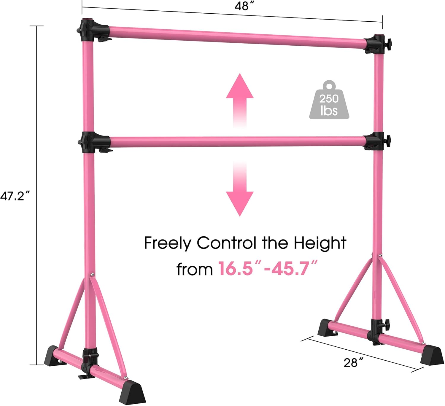 TOUSKII Ballet Barre Portable for Home, Kids Ballet Bar Adjustable Double Freestanding Ballet Exercise Equipment, 4FT Dance Bar for Women with Adjustable Stretcher for Dancing Stretch, 250LB Capacity : Sports & Outdoors
