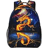 Giwawa Flaming Dragon Backpack for Girls Cool Lighting Bookbags for 2nd 3rd 4th 5th 6th Grade Boys Kids Animal Backpacks Back to School Gifts
