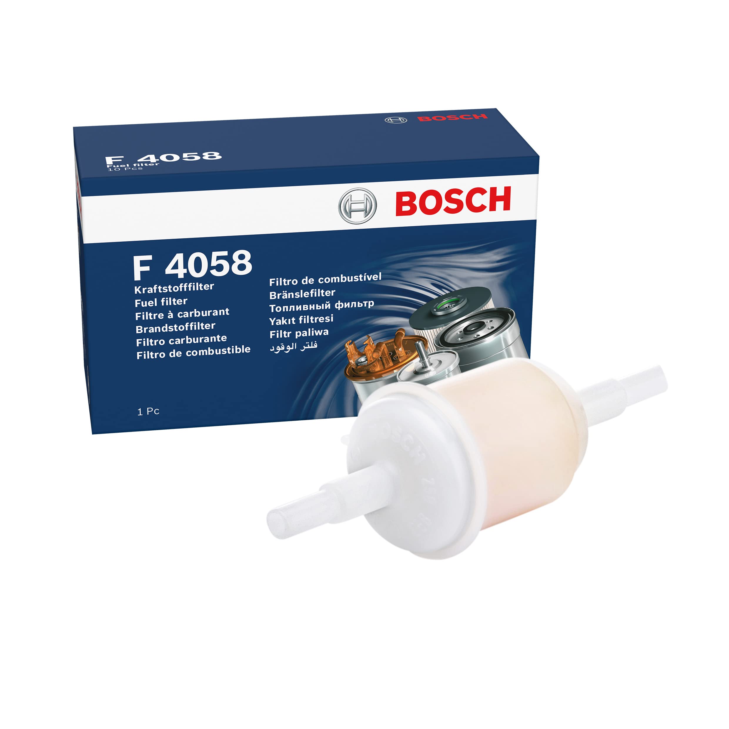 Bosch F4058 Car Gasoline Filter - Separates Particles from Fuel - Protects the Injection System