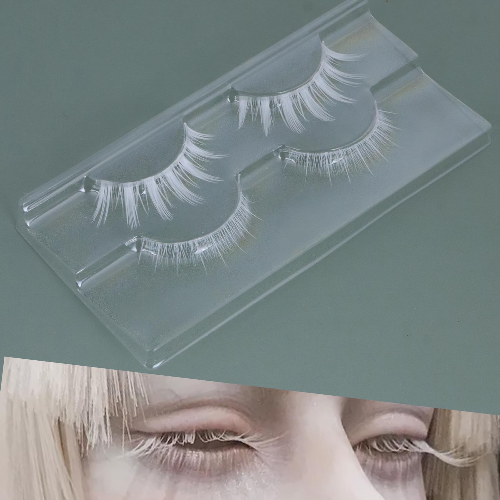 Manga Lashes Natural Wet Look Wispy Spiky 10 Pairs Anime Eyelashes Extension Strip Thai Fake Eye Lashes Handmade Thick Soft (White 2 Pairs) — image 1