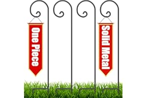 BEAU JARDIN Shepherd Hook 37 Inch 4 Pack One Piece Structure No Assembly Required 2/5 Inch Heavy Duty Solid Metal Shepards for Garden Outdoor Plants Lantern Mason Jar Wind Chimes Wedding Small BG181