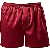 Men's Satin Boxers Shorts Silk Sleep Pajama Bottom Silk Boxers Comfortable Lounge Underwear with Button Fly