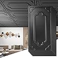 Art3d 12-Pack Drop Ceiling Tiles 2x4 Ft, Decorative PVC Ceiling Covering Panels 24x48 Inch for Basement Bathroom Kitchen, Cover 96 Sq.Ft, Black