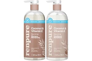 Renpure Coconut & Vitamin E Shampoo & Conditioner Set, Plant-Based – Nourishes & Seals In Moisture For Soft, Healthy Hair – F