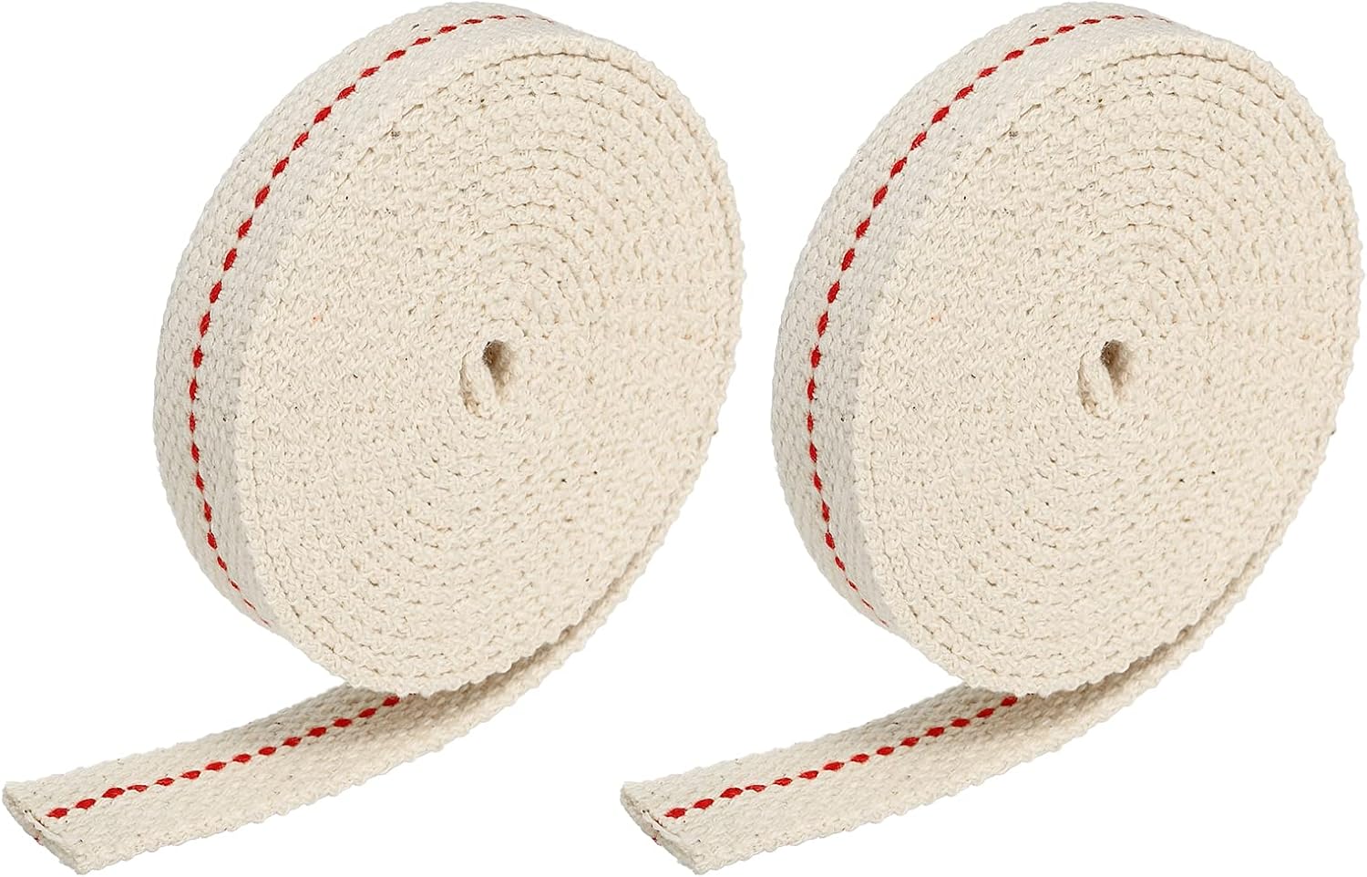 Oil Lamps & Accessories - MECCANIXITY Oil Lamp Wick 5/8 Inch Flat Wide 6.5 Foot Cotton Lanterns Wick with Red Stitch for Kerosene Burner Lighting, 2 Roll