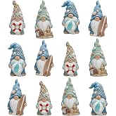 Honoson 12 Pcs Summer Gnomes Mini Beach Figurines Nautical Ocean Resin | Themed Figures for Home Decor, 4 Designs Surfboard Paddle Lifebuoy, Party Table Living Room Office Display, Birthday Gifts