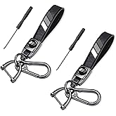 YOSRTER 2PCs Leather Keychain for Toyota Tacoma 4Runner Tundra TRD Camry Rav4 Aluminium alloy Key Chain with key Ring