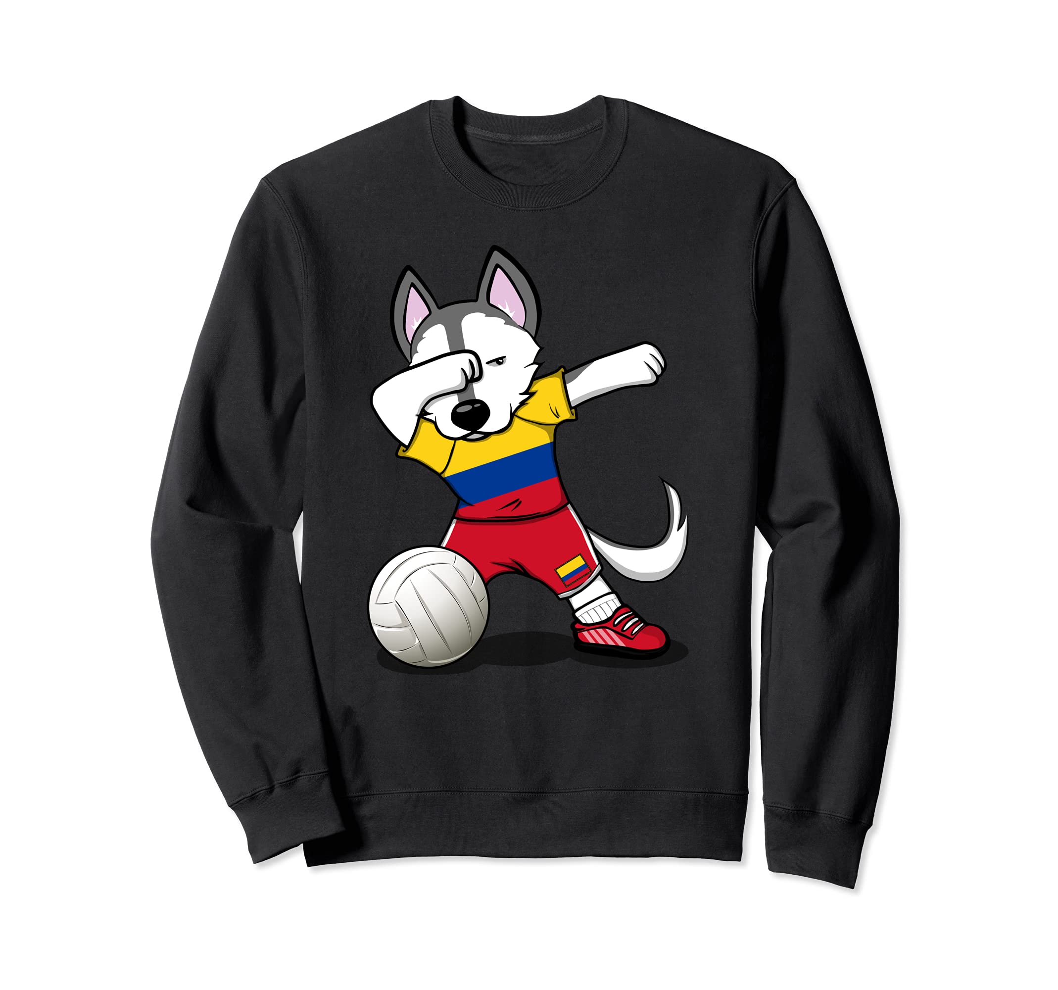 Dabbing Husky Colombia Volleyball Fans Jersey Colombian Flag Sweatshirt