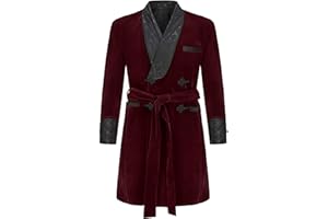 Apornipal Men's Long Velvet Smoking Robe Double Breasted Jacket Blazer with Belt for Dinner Wedding Party