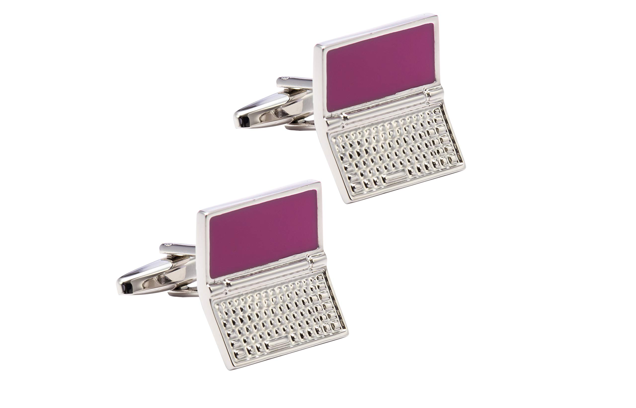 Knighthood Laptop Computer Cufflinks for Men Silver & Purple