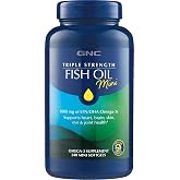 GNC Triple Strength Fish Oil Mini, 1000mg EPA &amp; DHA, 240 Mini Softgels | Provides 1000mg EPA and DHA per Serving to Support Heart, Brain, Skin, Eye, Joint Health, and a Balanced Mood