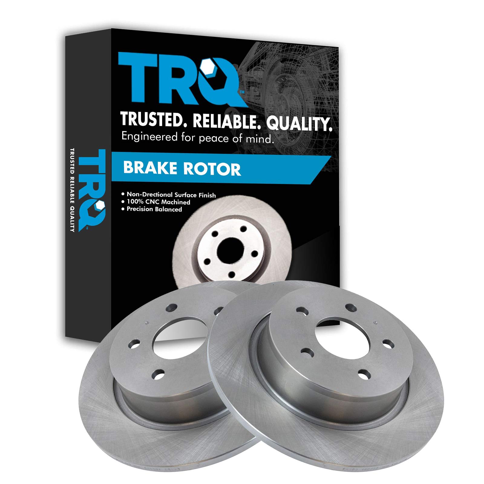 Photo 1 of TRQ Rear Brake Rotors Set Solid Compatible with 2013-2018 Ford C-Max 2013-2016 Escape 2014-2018 Transit Connect