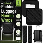 Untethered Luggage Handle Wraps (4-Pack) | Padded Suitcase Handle Covers with Diamond-Grip Design &ndash; Comfortable Neoprene Travel Handle Wraps for Luggage, Bags &amp; Suitcases. (4-Pack | Black)