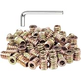 50 Pieces 1/4-20 Threaded Inserts for Wood Nutsert Furniture Screw-in Nut 15mm Length Hex Drive