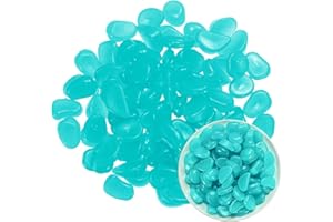 M METERXITY 100-Pack Glow in The Dark Rocks, 1.06" Resin Outdoor Garden Decorations Luminous Pebbles Stones for Garden Plants