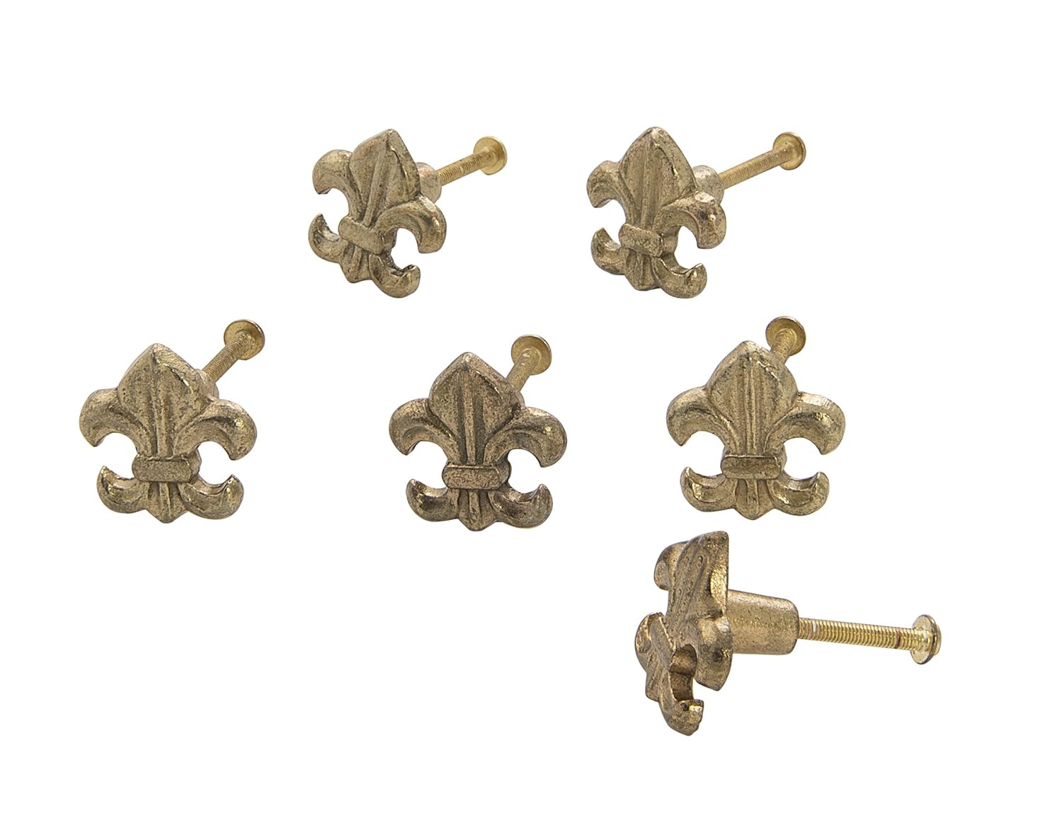 Dritz Home 47069A Metal Fleur de Lis Knob, Brass, 6 Each, 6 Piece
