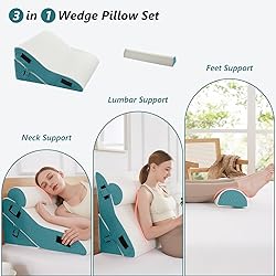 Longering Bed Wedge Pillow for Sleeping 3 PCS - 35D