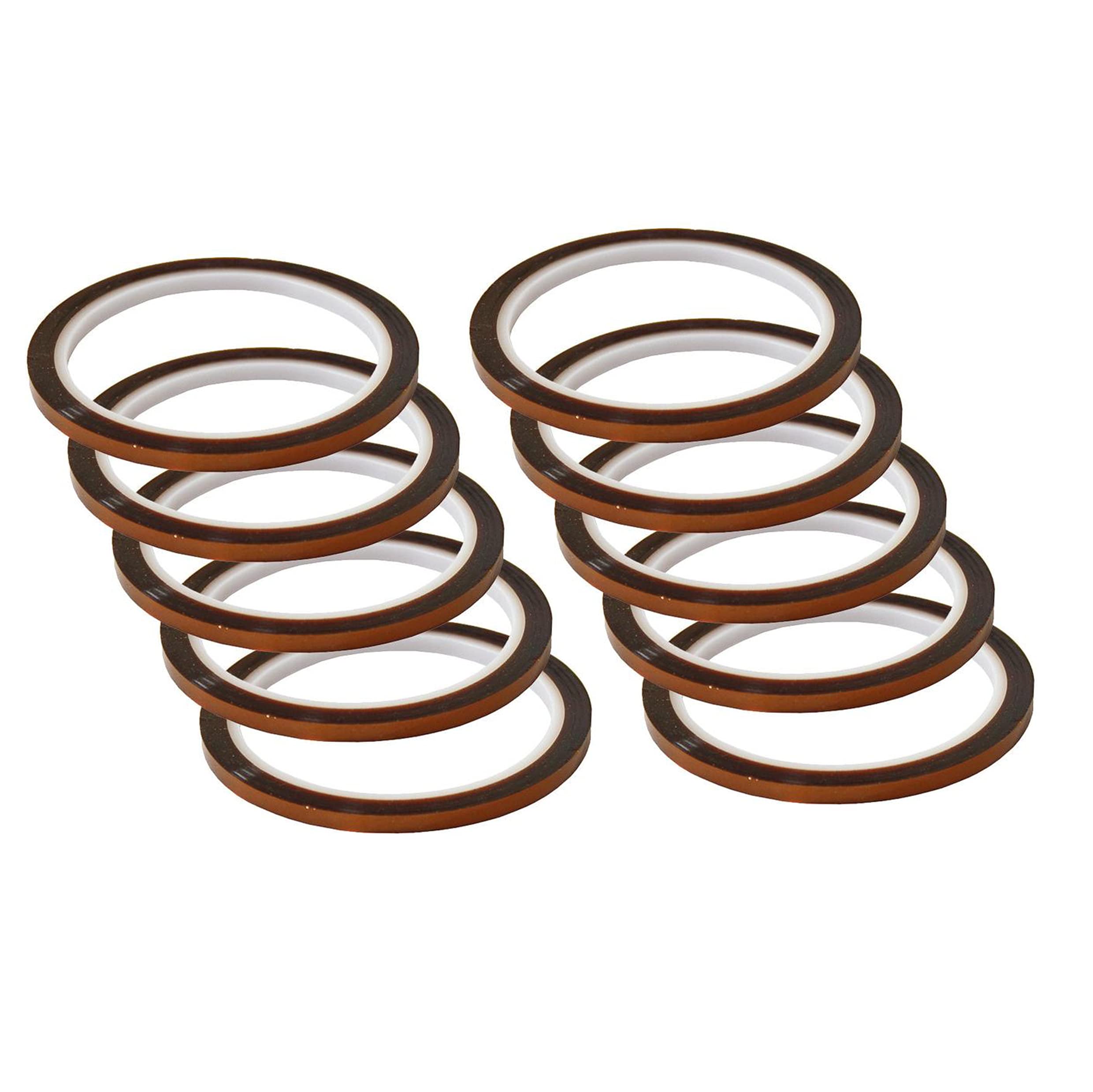 ZOROLUX 10 (TEN) Rolls of Sublimation Polyimide Kapton Heat Tape. High Temperature Heat Resistant Sublimation Mug Tape. 10 (TEN) Rolls 5mm x 33m
