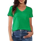 PALINDA Women's Classic Fit T Shirts Short Sleeve V Neck Casual Tee Shirt Summer Tops
