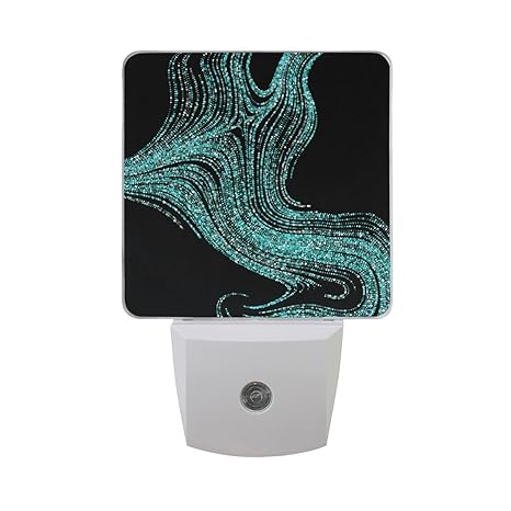 Led Night Light Plug In Aqua Blue Abstract Swirl Lines Smart