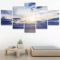 SIGNWIN 5 Panel Canvas Wall Art Modern Art Coastal Colorful Multicolor Photography Romantics Sunset for Home Decorations Ready to Hang - 60