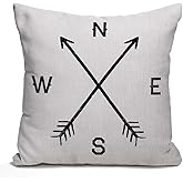 Nphuriy Magic Arrow Compass North South West East 16x16 Inch Cotton Linen Throw Pillow Case Cushion Cover Home Office Decorative Square 16 X 16 Inches
