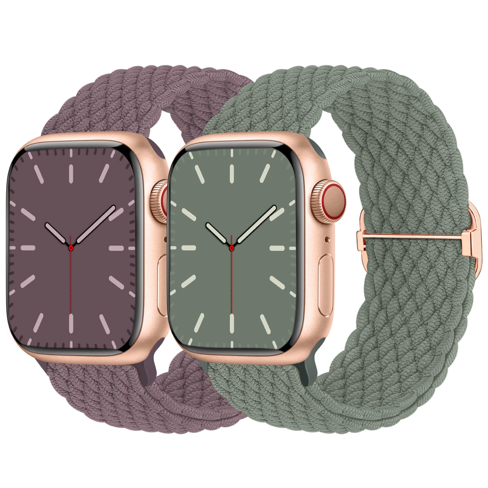 Nimblistic 2 Pack Stretchy Braided Compatible for Apple Watch Straps 40mm 41mm 38mm 42(series 3 2 1), Adjustable Sport Elastic Replacement Band for iWatch SE3/Series 11 10 9 8 7 6 5 4 3 2 1 — image 1
