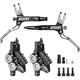 BUCKLOS IIIPRO MTB 4-Piston Hydraulic Disc Brake, Front 850mm Rear 1550mm | Pre-Bled, CNC bicycle hydraulic disc brake kit with ceramic brake pad, for mountain bike,ebike,fat bike,folding bike(Red)