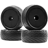 4Pack ShareGoo RC 85mm/3.34" Rubber Tires Front Rear Tyres 12mm Hex Wheel Compatible with Redcat HPI HSP Kyosho 1/10 RC Off-R