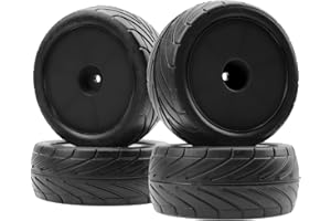 SHARE GOO 4Pack ShareGoo RC 85mm/3.34" Rubber Tires Front Rear Tyres 12mm Hex Wheel Compatible with Redcat HPI HSP Kyosho 1/10 RC Off-Road Car Buggy (Black)