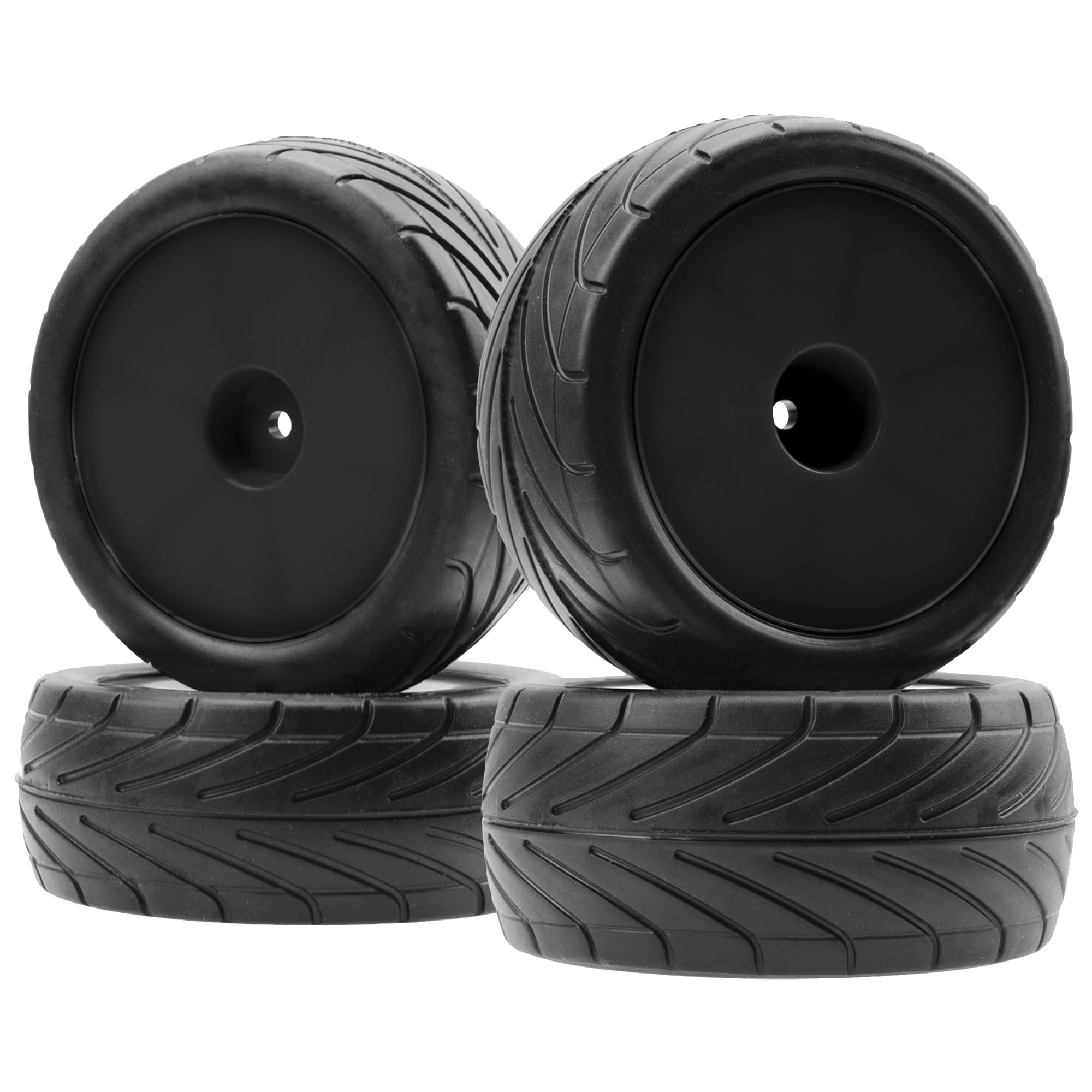 Photo 1 of 4Pack ShareGoo RC 85mm/3.34" Rubber Tires Front Rear Tyres 12mm Hex Wheel Compatible with Redcat HPI HSP Kyosho 1/10 RC Off-Road Car Buggy (Black)