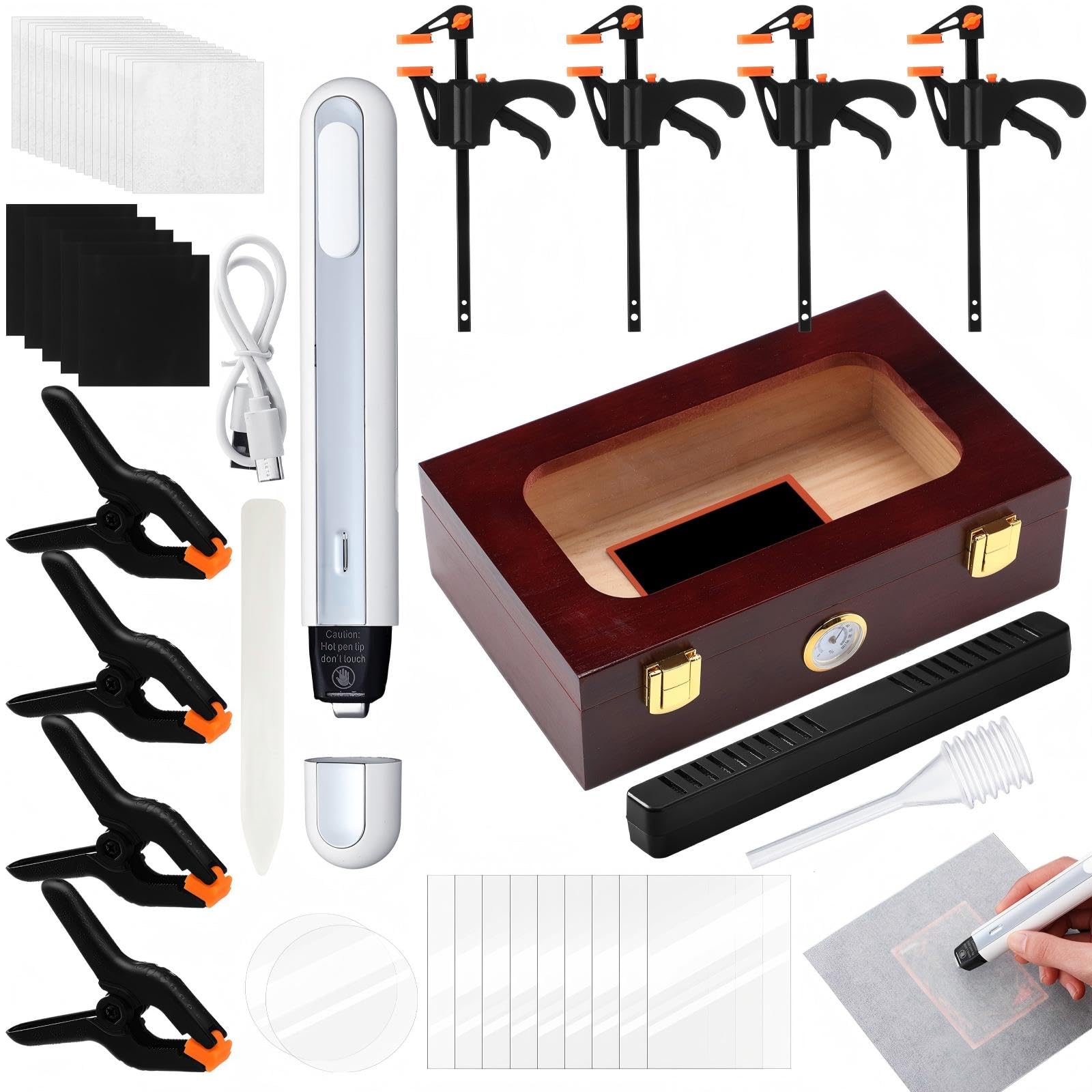 Photo 1 of ** SOLD AS IS NO RETURN/REFUNDS**
Grinsvalley Trade Card Flattening Kit Sports Card Cleaning Kit Include 1 Moisturizing Box 2 Acrylic Sheets 8 Plastic Clamps 5 Pads 1 Bone Folder 1 Thermal Pen 10 PC Sheets 25 Heat Resistant Paper