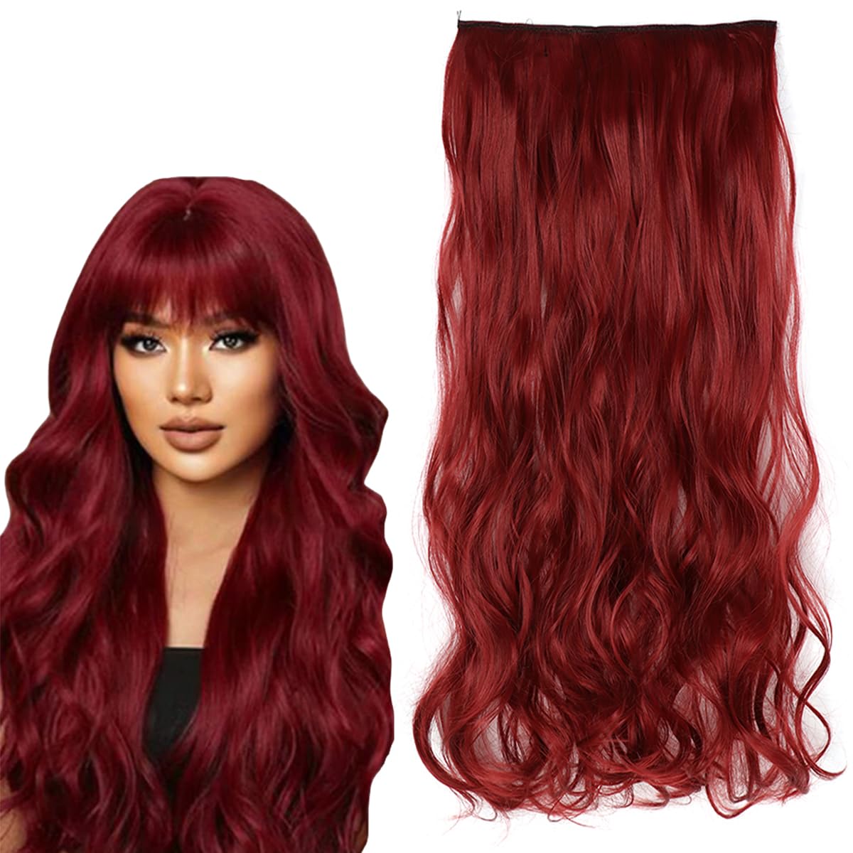 prinfantasy Halo Extensions Clip in Hair Extensions Clip on Curly Natural Seamless Resistant Fiber Soft 1s Synthetic Water Wavy Red Hair Extensions,MW258 โ image 1